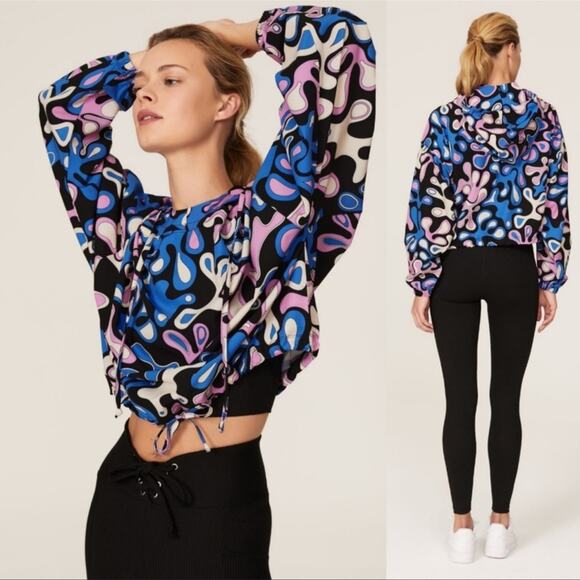 Year of Ours Splash Tennis Hooded Blue Pink Pullover Size Large - Picture 1 of 8